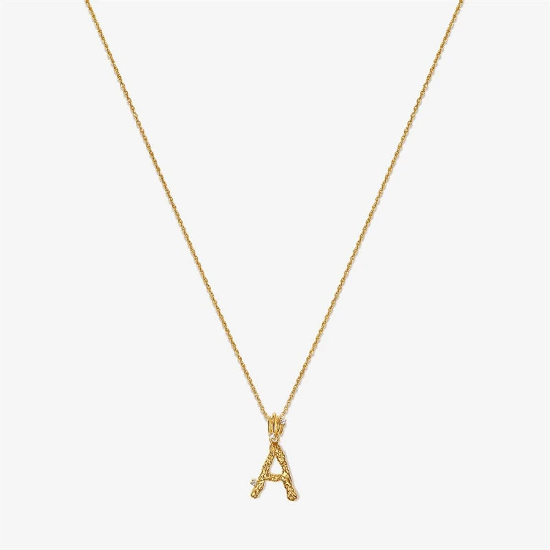925 Silver Initial Letter Pendant Choker Necklace for Women