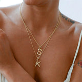 925 Silver Initial Letter Pendant Choker Necklace for Women