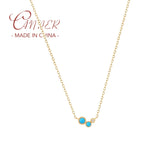 Retro Turquoise Pendant Necklace 925 Sterling Silver Ins Multilayer Clavicle Cha