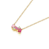 Rose Pink Zircon Pendant 925 Sterling Silver Necklace for Women