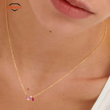 Rose Pink Zircon Pendant 925 Sterling Silver Necklace for Women
