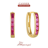 Rose Red Earrings 925 Silver U Shape Hoop Earrings