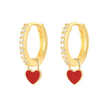 Rose Red Enamel Smiling Face Key Earrings For Women