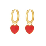 Rose Red Enamel Smiling Face Key Earrings For Women