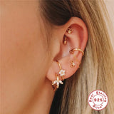 Zircon Oval Hexagon Hoop Earring 925 Sterling Silver Women Party Gift
