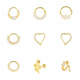 Peach Heart Nose Ring Earrings 925 Sterling Silver Piercing Stud Earrings