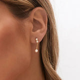 Round Pearl Sterling Silver Earrings for Women Wedding Party