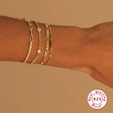 S925 Women's Sterling Silver Crystal Zircon Bangle Bracelet