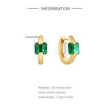 S925 Silver Green Gemstones Hoop Earrings Light Retro Red/Green/White Zircon Ear