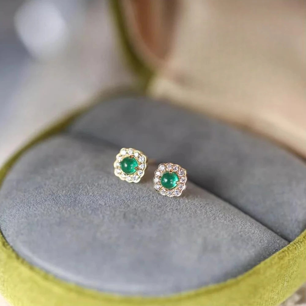 S925 Silver Vintage Cat'S Eye Stud Earrings For Women