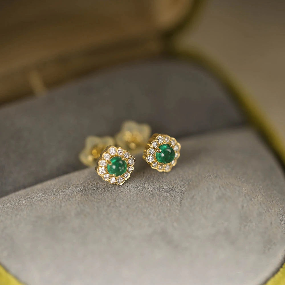 S925 Silver Vintage Cat'S Eye Stud Earrings For Women