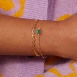 925 Silver Emerald Diamond Bracelet for Women