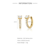 S925 Classic Marquise Zircon Hoop Earrings Silver Rose Ear Buckle