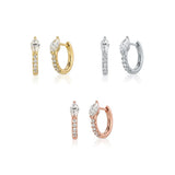 S925 Classic Marquise Zircon Hoop Earrings Silver Rose Ear Buckle