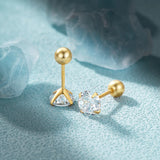 925 Sterling Silver Zircon Stud Earrings Wedding Jewelry