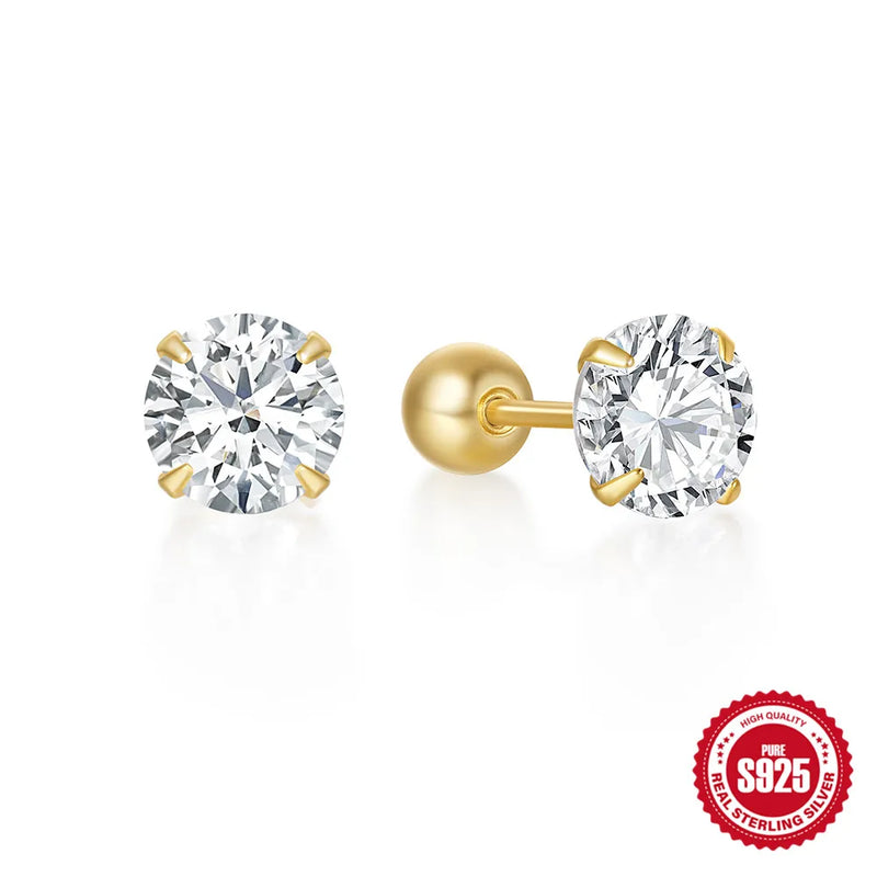 925 Sterling Silver Zircon Stud Earrings Wedding Jewelry
