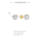 925 Sterling Silver Zircon Stud Earrings Wedding Jewelry