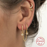 S925 Sterling Silver Star Stud Earrings for Women
