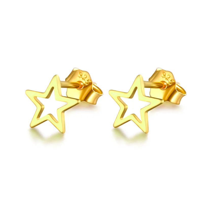 S925 Sterling Silver Star Stud Earrings for Women