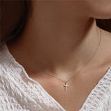 S925 Silver Cross Zircon Pendant Necklaces For Women Girls Jewelry