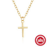 S925 Silver Cross Zircon Pendant Necklaces For Women Girls Jewelry