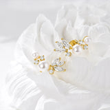 Gold-Plated Pearl Zircon Stud Earrings Vintage