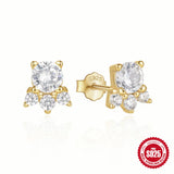 Gold-Plated Pearl Zircon Stud Earrings Vintage