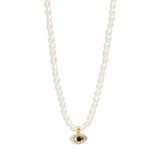 S925 Silver Star Devil Eye Pearl Necklace