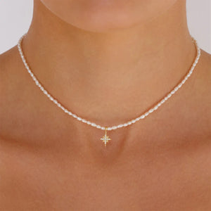S925 Silver Star Devil Eye Pearl Necklace