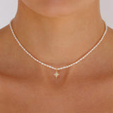 S925 Silver Star Devil Eye Pearl Necklace