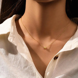 S925 Silver Round Beads Pendant Necklace Vintage Thin Chain Women's Gift