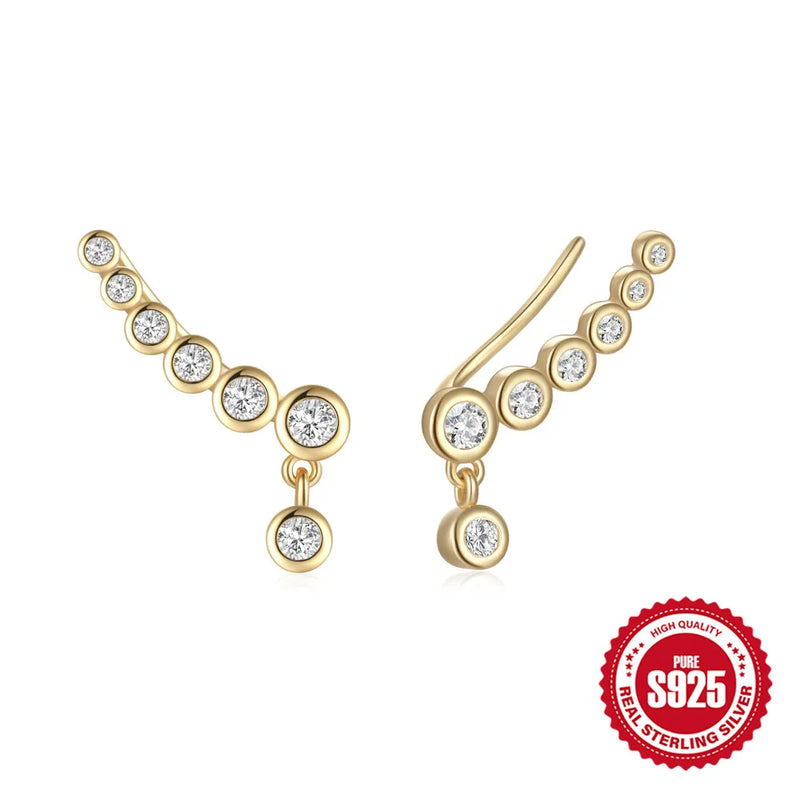 S925 Silver Zircon Stud Earrings for Women's Party