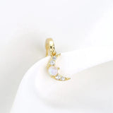 S925 Star Moon Zircon Opal Stud Earrings for Women Wedding Jewelry