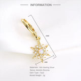 S925 Star Moon Zircon Opal Stud Earrings for Women Wedding Jewelry