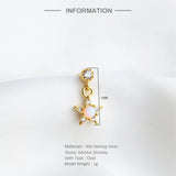 S925 Star Moon Zircon Opal Stud Earrings for Women Wedding Jewelry
