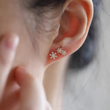 S925 Sterling Silver Flower and Bunny Stud Earrings