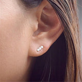 S925 Three Pearl Earrings French Ear Piercing Women'S Jewelry