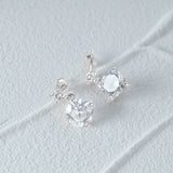 925 Sterling Silver Zircon Stud Earrings, Sparkling Wedding Jewelry