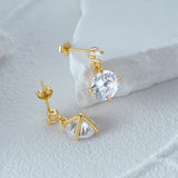 925 Sterling Silver Zircon Stud Earrings, Sparkling Wedding Jewelry