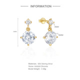 925 Sterling Silver Zircon Stud Earrings, Sparkling Wedding Jewelry
