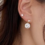 925 Sterling Silver Zircon Stud Earrings, Sparkling Wedding Jewelry