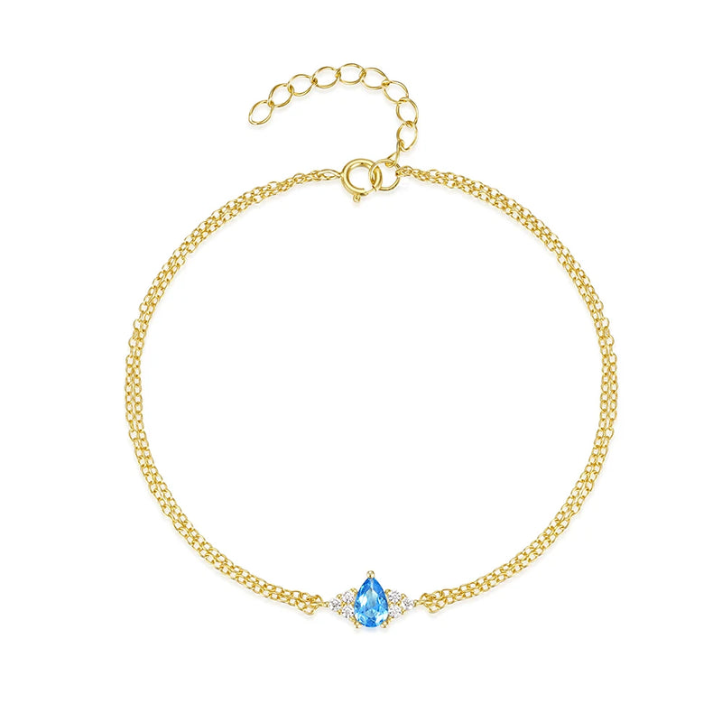 Sterling Silver Sky Sapphire Bracelet Minimalist Design Fine Jewelry
