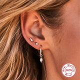 Sapphire Zircon 925 Silver Piercing Stud Earrings for Women Brincos