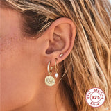 Sapphire Zircon 925 Silver Piercing Stud Earrings for Women Brincos