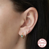 Sapphire Zircon 925 Silver Piercing Stud Earrings for Women Brincos