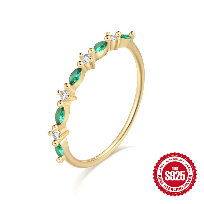 925 Sterling Silver Women's Colorful CZ Rings Anniversary Gift Jewelry