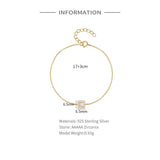 925 Sterling Silver Zircon Chain Bracelet for Girls