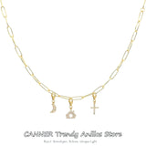 925 Silver Choker Necklace Stars Moon Pendant Women Clavicle Chain Jewelry