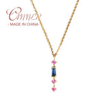 925 Sterling Silver Zircon Tassel Pendant Necklace Jewerly