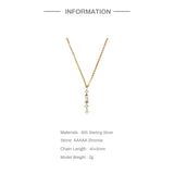 925 Sterling Silver Zircon Tassel Pendant Necklace Jewerly